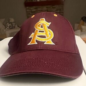 Maroon and Gold Baseball Cap with Embroidered AS Logo Licensed College